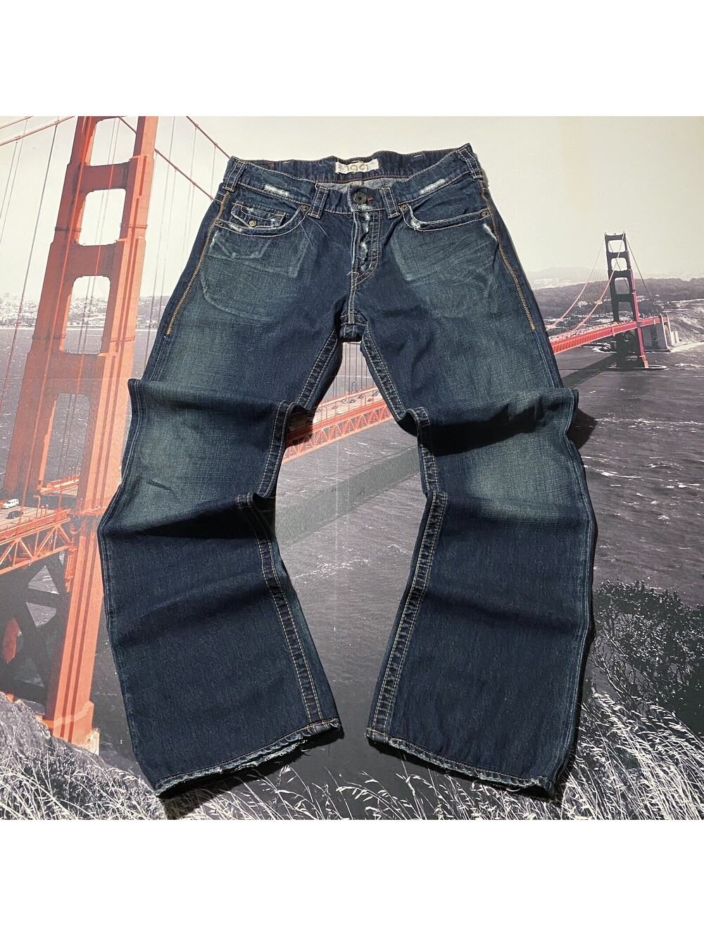 1921 Jeans Womens Size 32/34 fits (32/32) Bootcut Distressed Denim ButtonFly Y2K